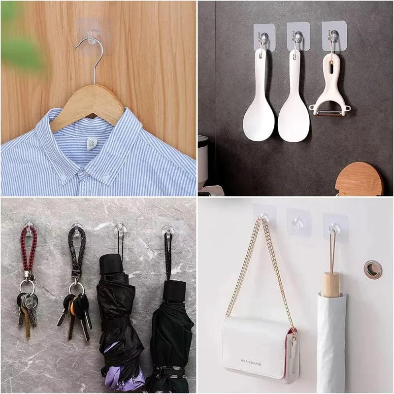 Bathroom Organizer Rack Hook 80PCS Home and Decoration Door Hooks For Kitchen Gadgets Hanging Organizers Transparent Heavy Duty