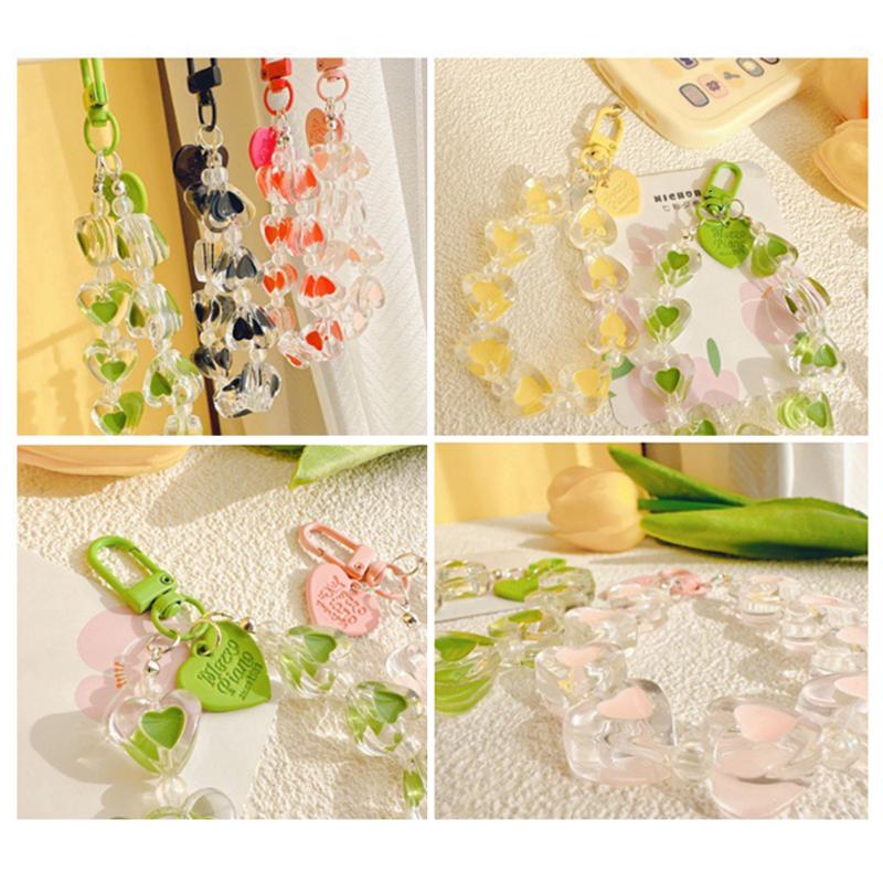 Kreativní barevný akrylový přívěsek na mobil ve tvaru srdce, klíčenka, ozdoba na tašku, řetízek, dekorace na pouzdro na sluchátka, příslušenství na klíče od auta