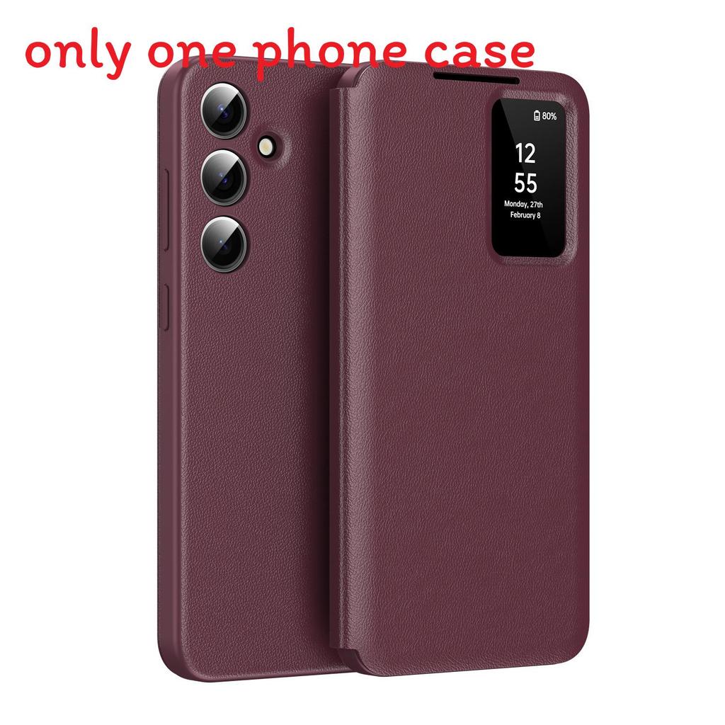 For Galaxy S25 Ultra With View Window Leather Phone Case And Slot Card