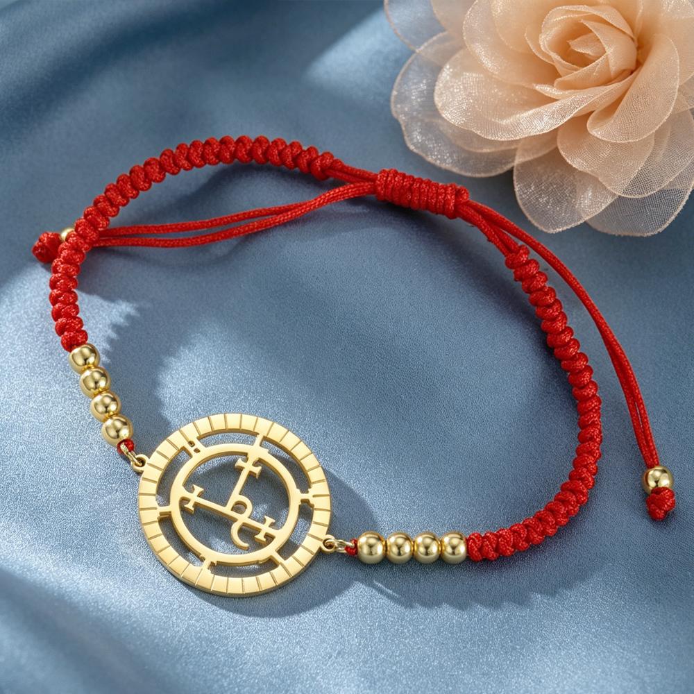 Dawapara Sigil of Lilith Bracelet Adjustable Braided Rope Chain Lilith Moon Goddess Mythology Amulet Stainless Steel Jewelry