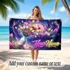 Astronaut Space Theme Quick Dry Beach Towel Custom Name Text Print Large Sand Resistant Towel Beach Vacation