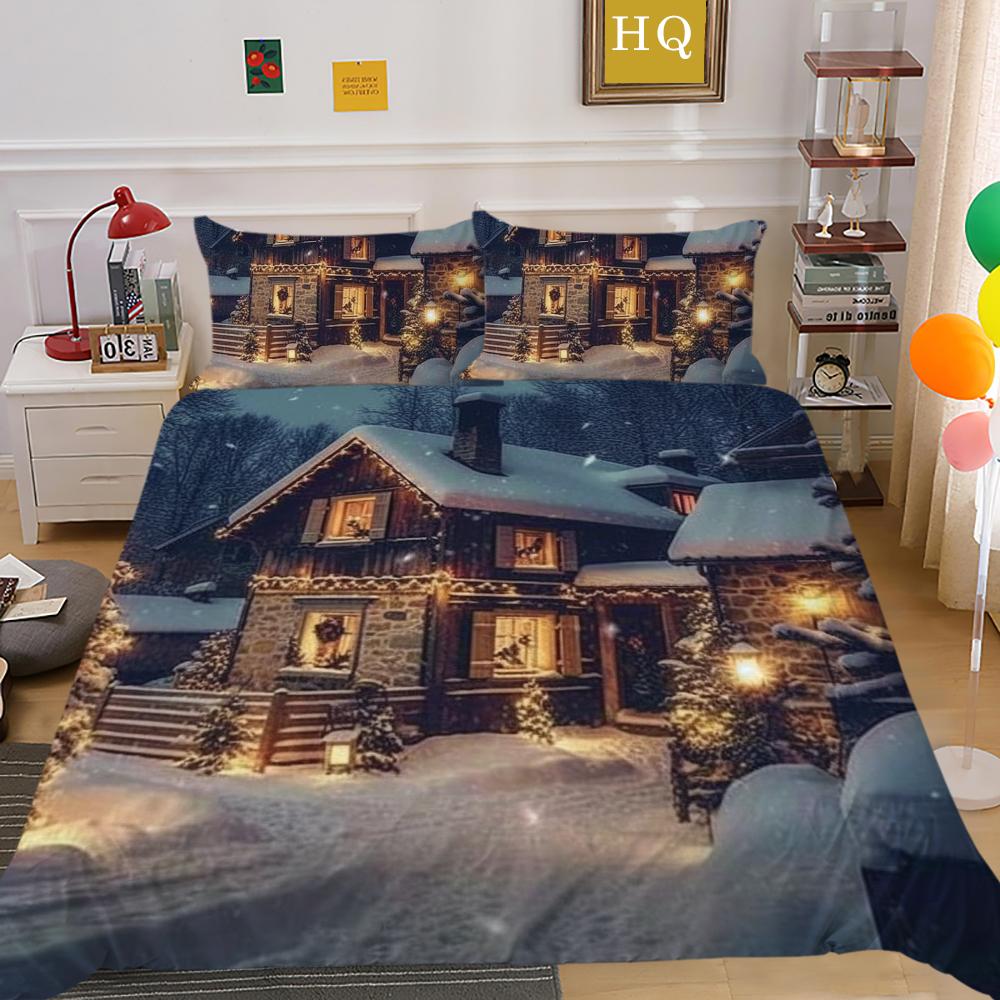 Crăciun Imprimat Home Lenjerie Queen Size Poliester Lenjerie de pat Copii Cuverturi Drăguțe de Înaltă Calitate