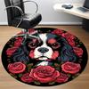 1pc Dog Rose Pattern Chair Carpet for Office, Round Non Slip Durable Large Size Office Carpet, Suitable for Office