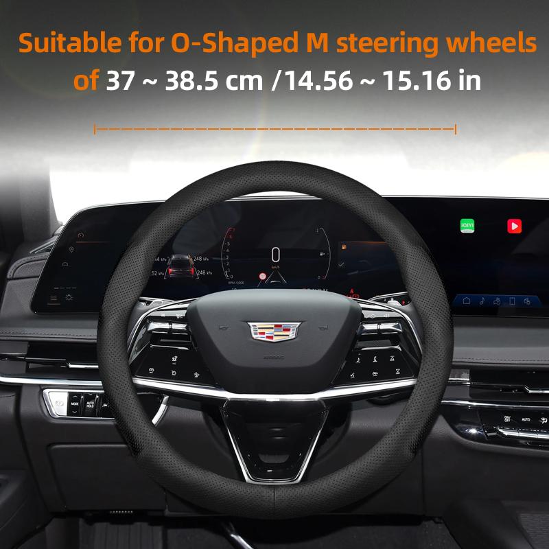 Suitable for Cadillac Ultra-Thin Breathable Leather Steering Wheel Cover Suitable for Cts 2013 Ct4 Carbon Interior Ct5 Xt5 Xt4 Xt6