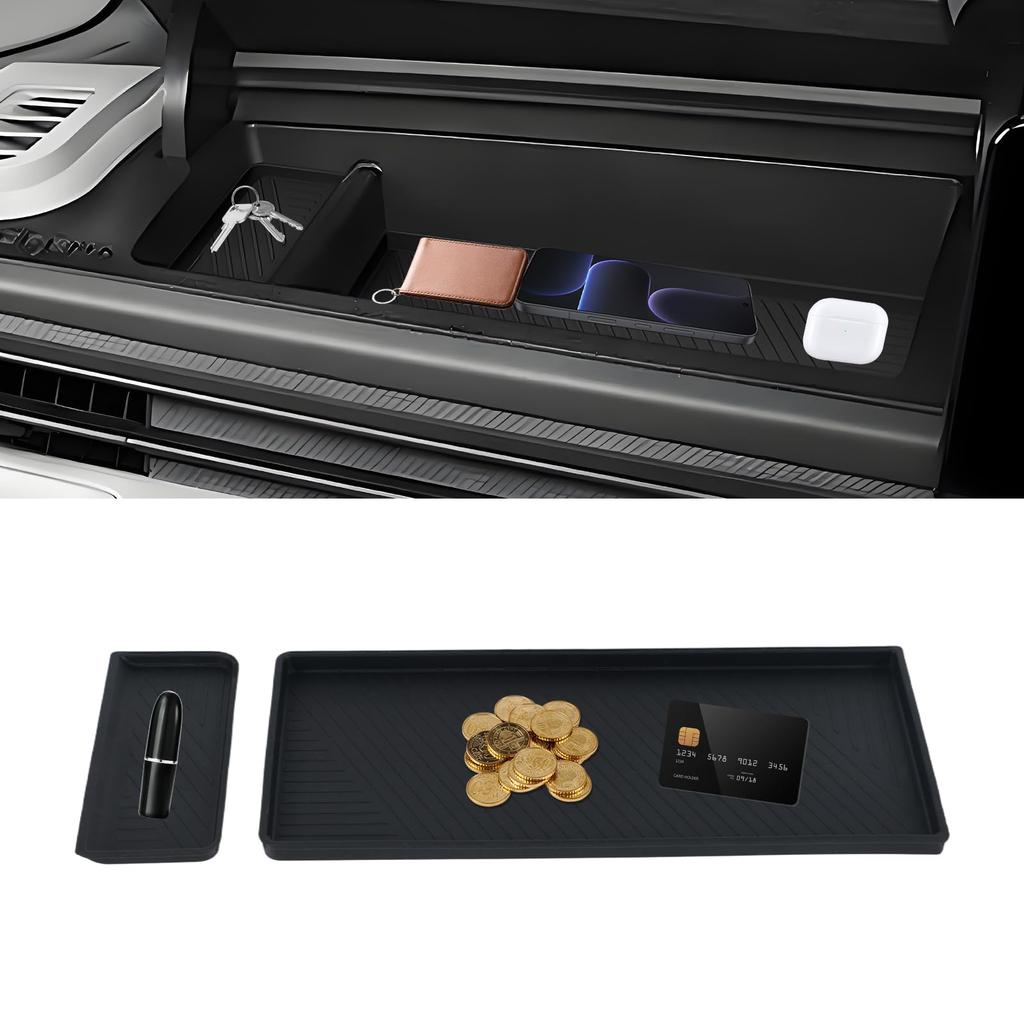 UmeMart Passenger Seat Upper Box Storage Tray Set for Nissan Serena C28 and Rubber Mats for Interior Protection with All C28 LUXION (2-Piece Set)