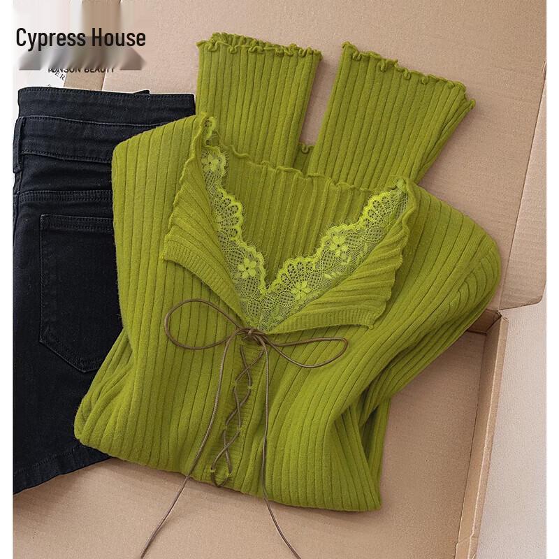 Sibaishe Women s Elegant V-Neck Long Sleeve Slim-Fit Pullover Top One Size