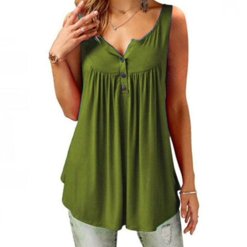 Plus Size Casual topy bez rękawów Seksowna bluzka z głębokim dekoltem w szpic Halter Button Damska huśtawka Flowy Vest