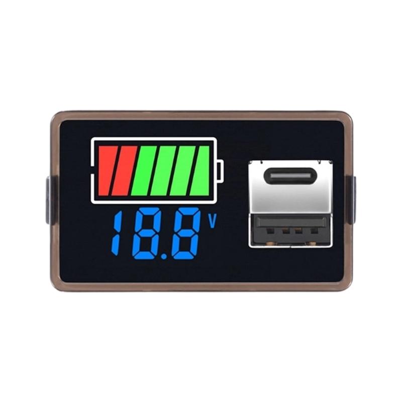 USB/Type C Port Battery Charge Indicator Meter For Leads Acid Lithiums Batteries Real Time Voltages Monitoring Devices