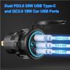 Dual PD & QC 3.0 3-Ports Quick Charge 112W Aperture Car Fast Charger Outlet Socket For 12V 24V Motorcycle Boat Marine Truck ATV