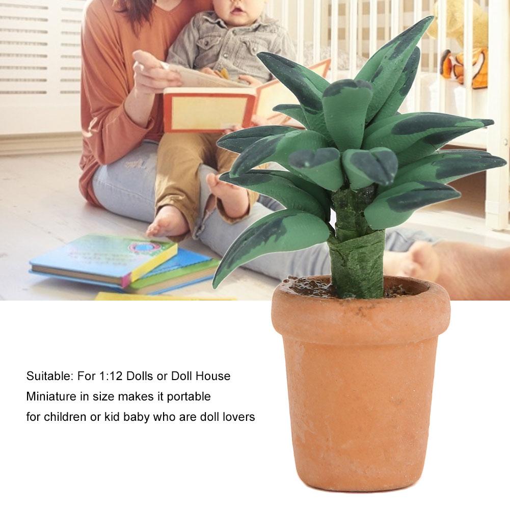 1/12 casă de păpuși cu frunze verzi în ghiveci mini model DIY casă de păpuși decor accesoriu frunze verzi în ghiveci