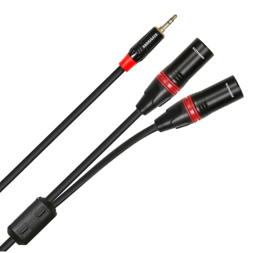 Rannsgeer 3.5mm TRS Stereo To Dual XLR Male Y-Splitter Cable R7C0A (12-inch)