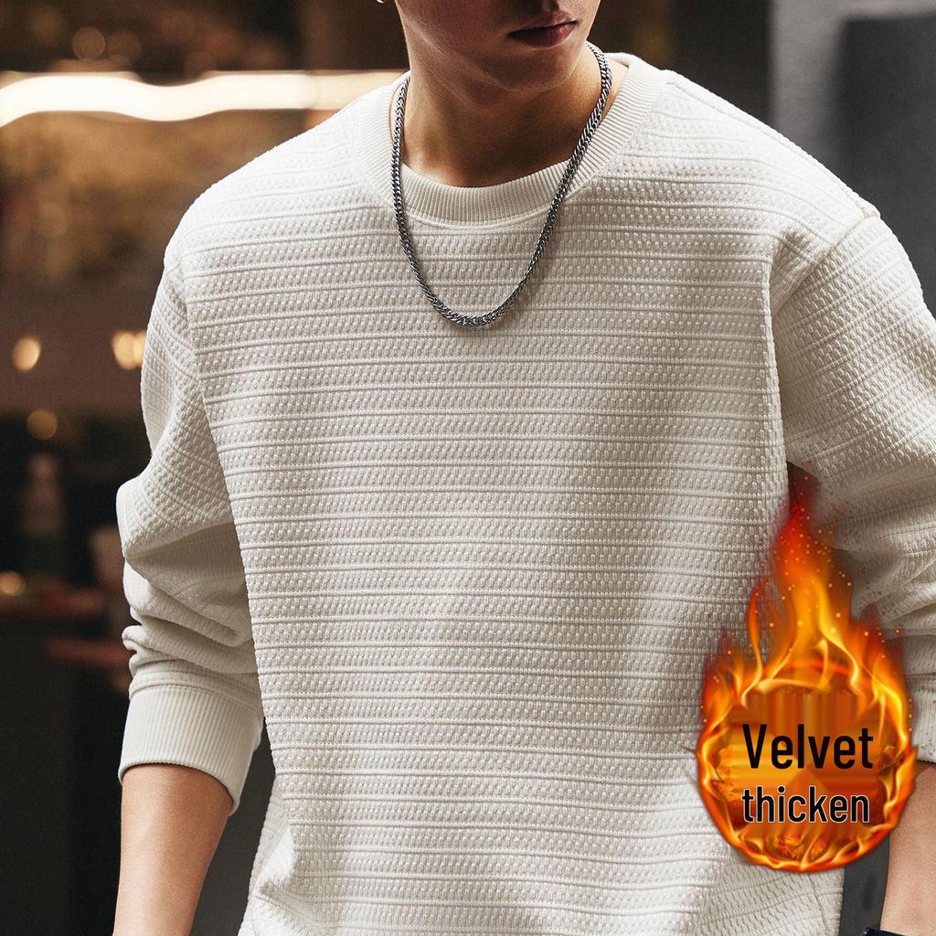 Moletom Americano Leve de Luxo Masculino Ge Lan Lu - Tendência Outono/Inverno, Com Pelúcia, Manga Longa, Caimento Solto Casual