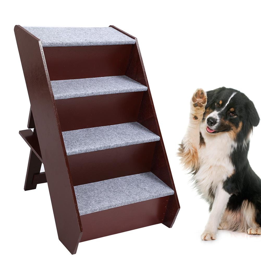 4 Levels Height Adjustable Pets Dog Stairs Ramp Ladder for High Bed