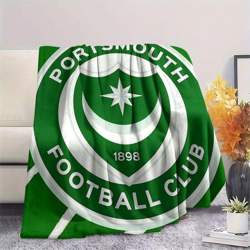 1PC Portsmouth Football Club Patterned Flannel Blanket Suitable For All Seasons for Home Decor Warmth and Comfort Gifts Holiday Present