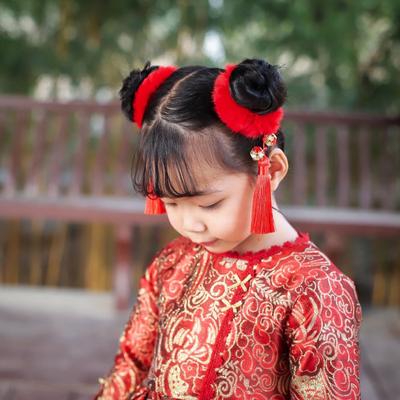 Flexible 1 Pair Chic Chinese Style Children Hair Bands Soft Hair Ties Stretchy For  Year