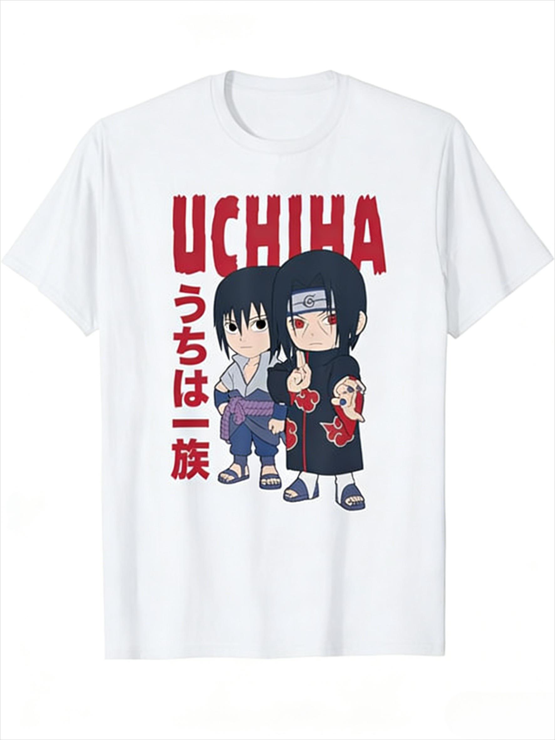 Мужская футболка Naruto Братья Учиха Q Style с принтом в стиле аниме, короткий рукав, модная, высококачественная, трендовая хлопковая футболка 4XL