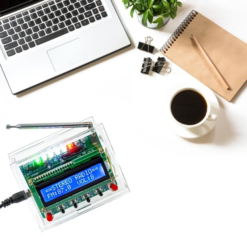 Learn Soldering 87-108MHz DIY Digital FM Receiver Kit, Clear Sound, LCD Screen Included
