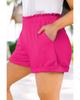 Azura Exchange Bright Pink Plus Size Rolled Edge Ruffled Elastic Waist Textured Shorts