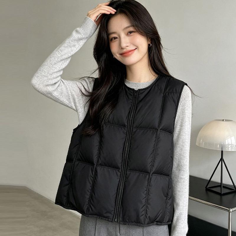 Light Down Vest Vest Women's Outer Wear Design Sense Winter Duck Down Jacket Vest Pinghu Large Size Casual Style