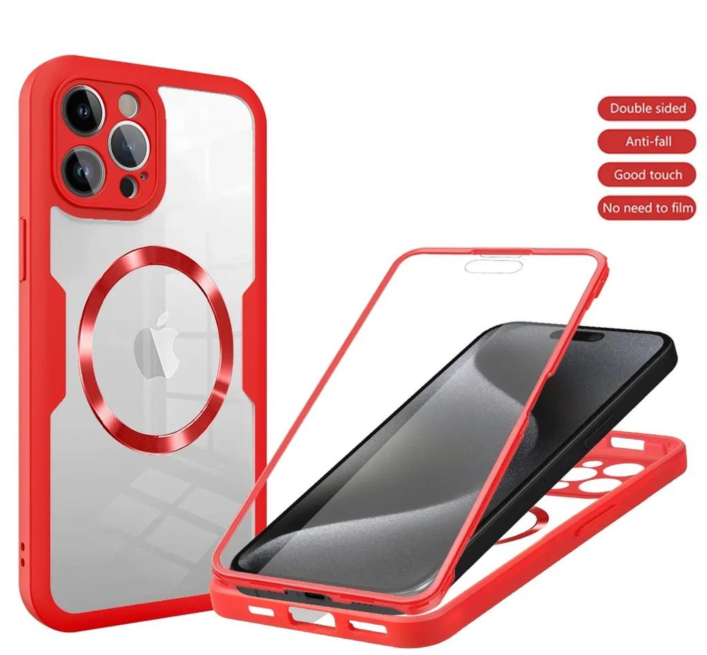 360-Grad-Displayschutzfolie für das iPhone 15 14 13 12 Pro Max 15Plus 14 Plus Magsafe Magnetische, klare, harte Rückabdeckung