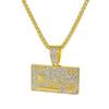 Men's Hip Hop VISA Golden Silvery Card Pendant Necklaces With 5mm 24 Inch Long Chain Credit Card Pendants for Daily Wear Unisex