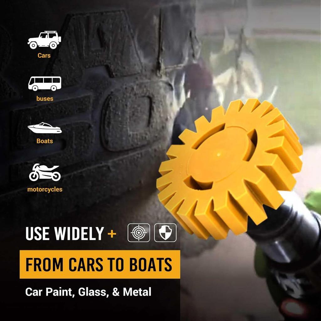 EWK 2 Pcs Serrated + Round Decal Eraser Wheel, Rubber Remover Wheel for Grinder, Ideal for Adhesives, Ptripes, and Decals Removal