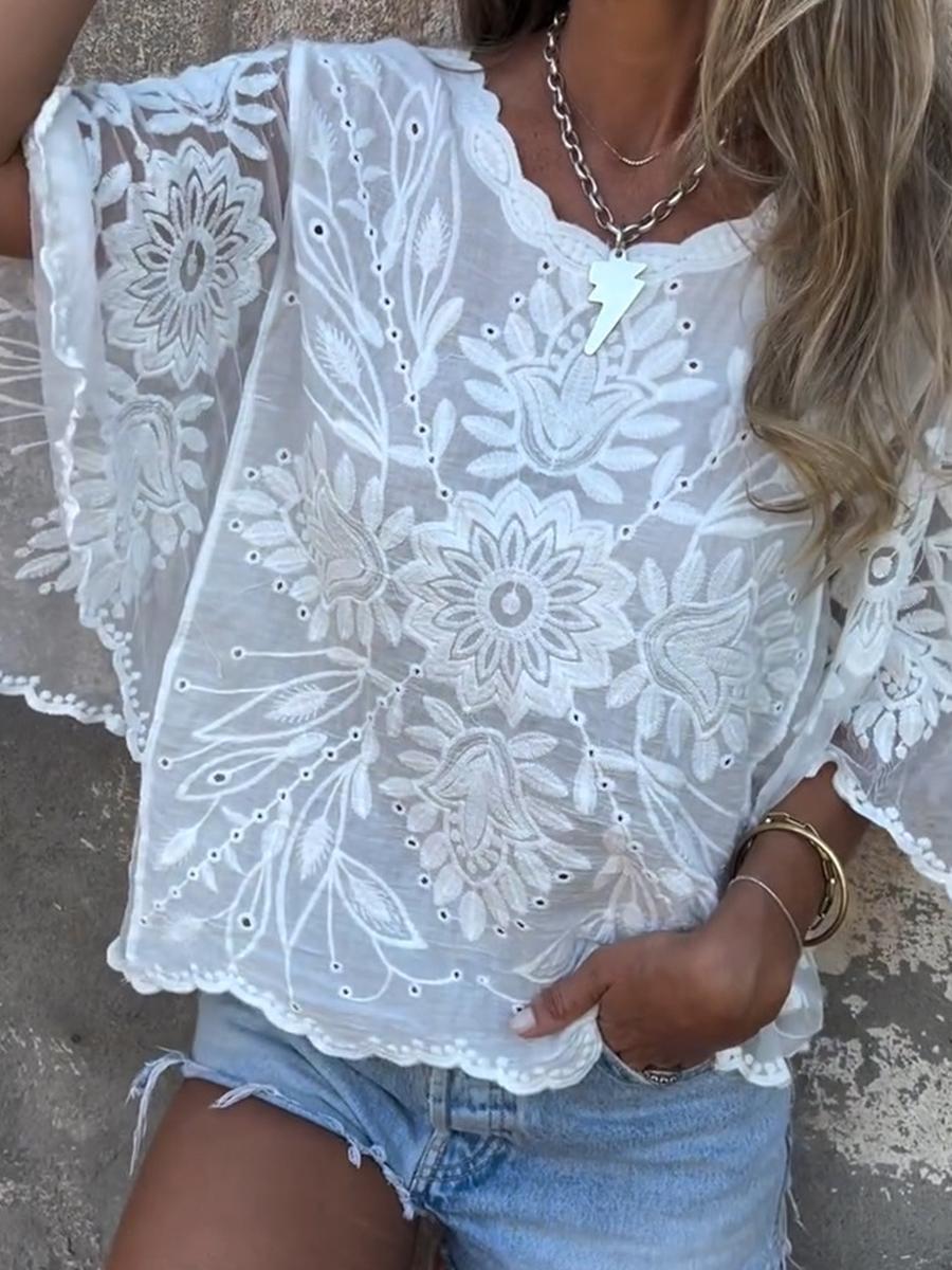 Women s Korean Style Hollowed Out Off-Shoulder Loose Fit Slimming Versatile Top S белый