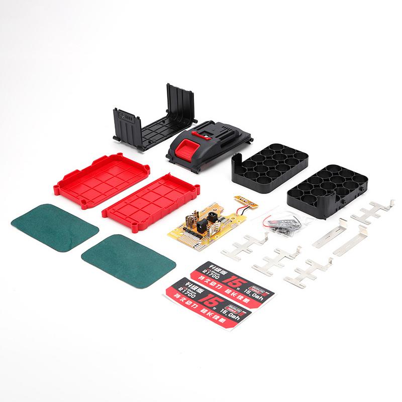 21700 Li-Akkufach mit Leiterplatte für DIY-Gehäusebox mit BMS-PCB-Platine Ladeschutz Kann 10/15 Akkus einbauen