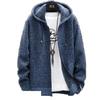 Men's Fleece-Lined Hooded Jacket: Autumn & Winter Warm Knit Cardigan, Loose Fit, Plus Size Sweater