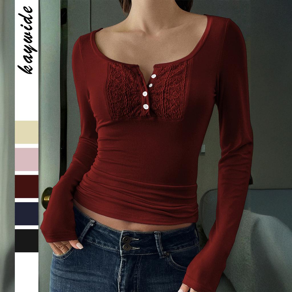 Hot Girl Style Button Long Sleeve Tank Top T-Shirt Women 2025 Autumn