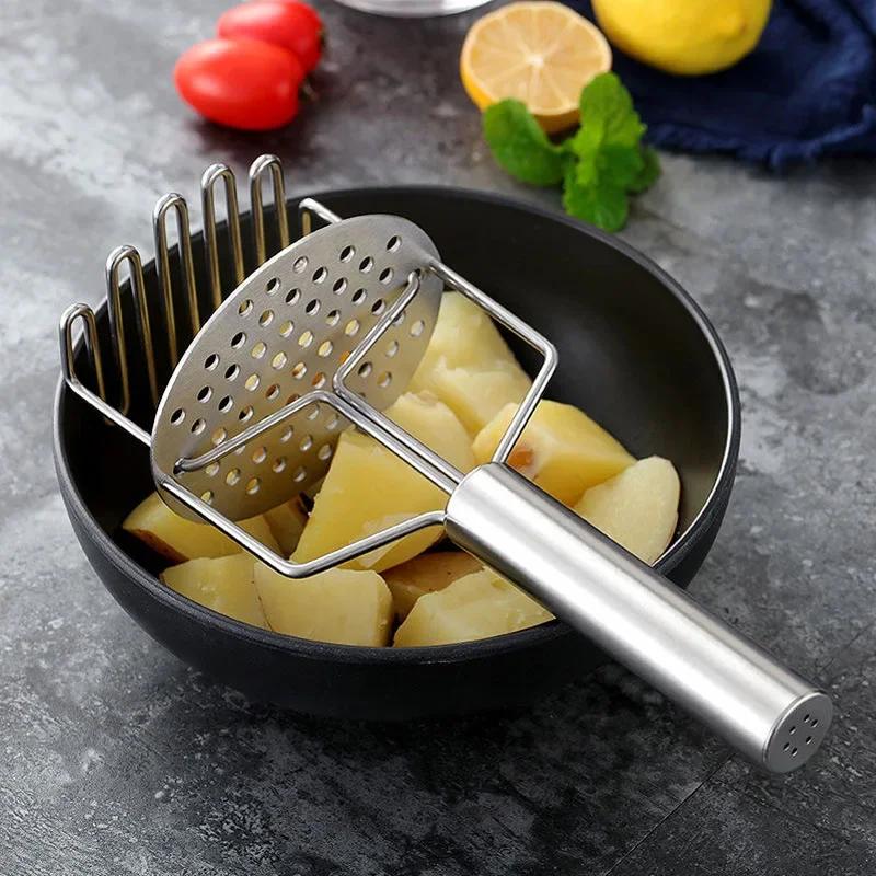 Double-layer Stainless Steel Potato Masher Press Mashed Potatoes Wavy Pressure Ricer Fruit Vegetable Crusher Kitchen Accessories