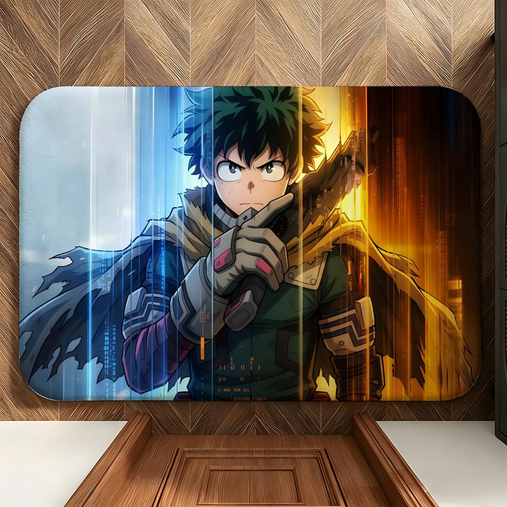 anime M-My Hero A-Academia Floor Mat Soft Flannel Floor Mat Suitable for Entryways, Living Rooms, Bedrooms, and Bathrooms