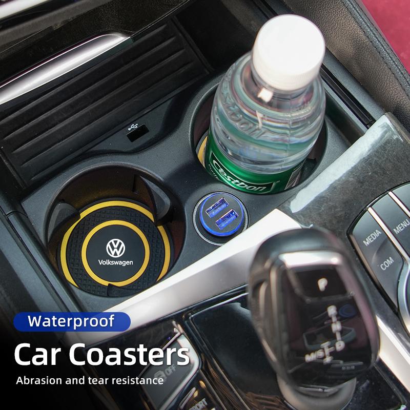 Car-Mounted Silicone Material Double-Ring Water Cup Coaster Anti-slip For VW Passat Golf Tiguan Polo Scirocco Touareg TouranOJ2