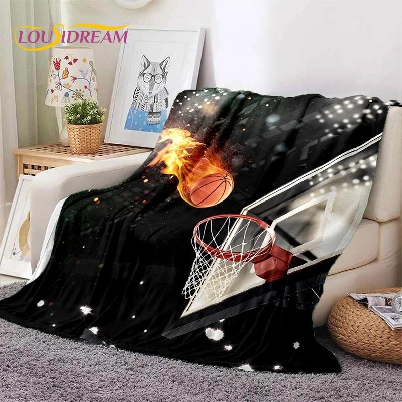Lastest Basketball Court Frame Soft Blankets,Keep Warm Throw Blanket Comfortable Blanket for Picnic Beds Sofa Home Bedroom gift