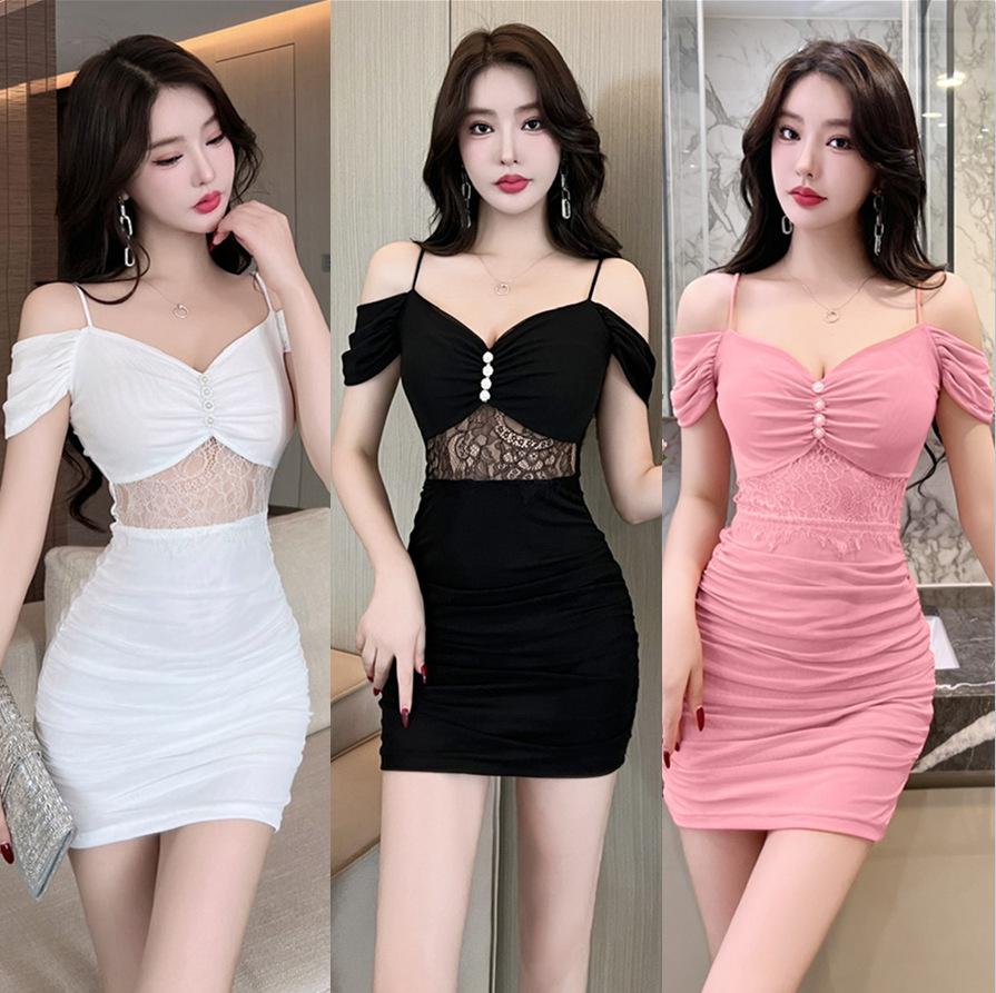 Sexy Women's Clothing Backless Pleated and Thin Suspender Dress Summer Primer Slim Hip Wrap Short Skirt