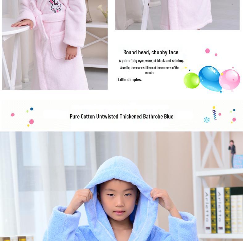 HaileyPure Cotton Kids' Thick, Soft, Absorbent Bathrobe Pajamas