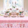 1pc, Pink Plastic Tablecloth, Happy Birthday Party Disposable Tablecloth, Sparkling Diamond Pattern Tablecloth, Women'S Birthday Party Decoration