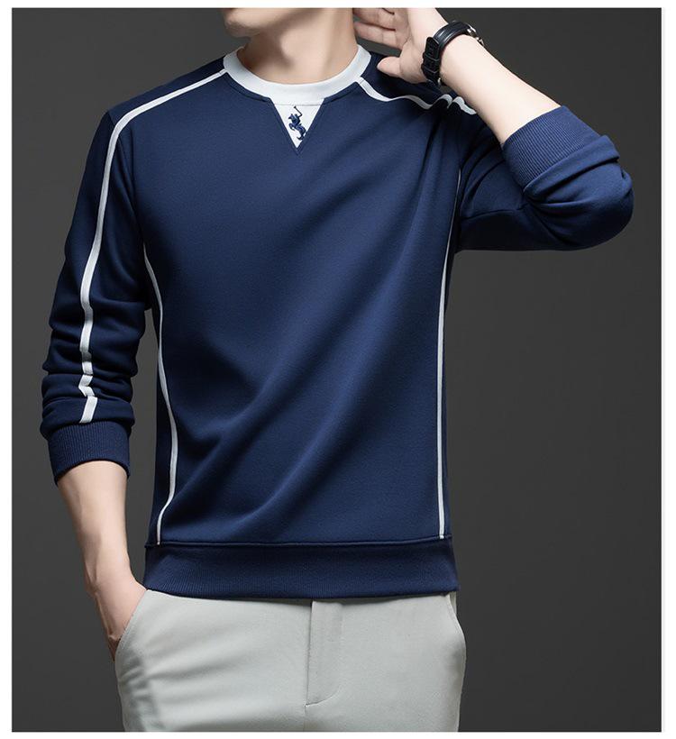 Embroidered Pony Logo Men's Sweatshirt: Fleece-Lined Cotton Blend for 2025 Autumn/Winter Fashion
