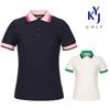 KIM YOUNG JOO GOLF Summer Two-Tone Collar Four-Way Stretch Cooling Slim Women'S Golf Short Sleeve T-Shirt Domlts33