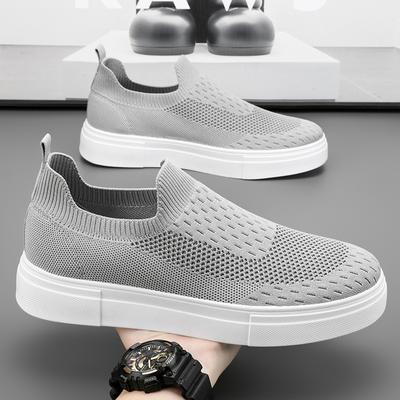 Breathable Summer Lightweight Knitted Mesh Men's Shoes Casual Work Canvas Shoes Black Color Sports Shoes Leisure Footwear