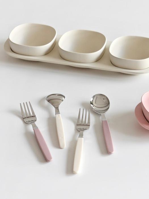 kamomekitchen 10 ЦВЕТОВ Набор детских ложек и вилок «Чайка» -вер.3 gray