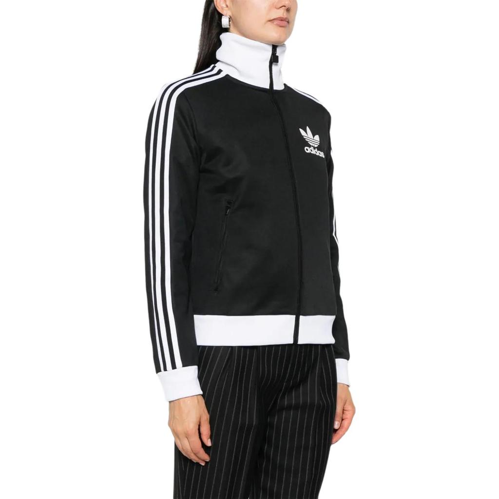 adidas Logo Baskılı Fermuarlı Dik Yaka Vücuda Oturan Uzun Kollu Ceket Kadın Ceketleri Siyah IW3174