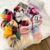 New Rainbow Winter Thickened Warm Scarf For Children Girls Student New Patchwork Color Tassel Scarves Soft Shawl Wrap Shawls