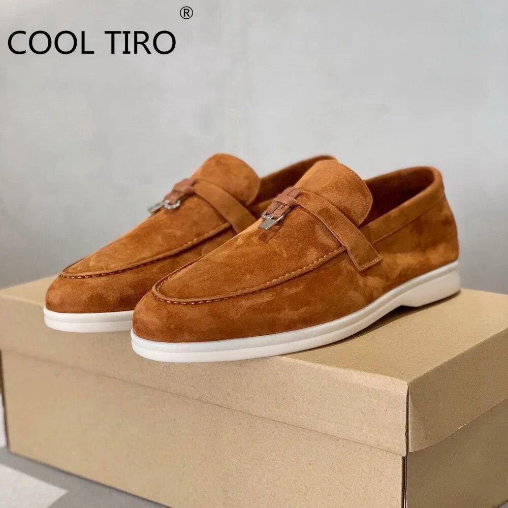 Woman Flat Shoes Slip On Women Loafers Leather Metal Lock Blue Suede Moccasins Mules Casual Driving Shoe Summer Walk Shoes Femme