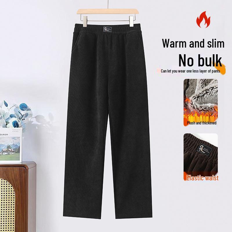 Warm Cotton Straight-Leg Trousers for Middle-Aged & Elderly Women: New Grandma Style, Ideal for Autumn & Winter