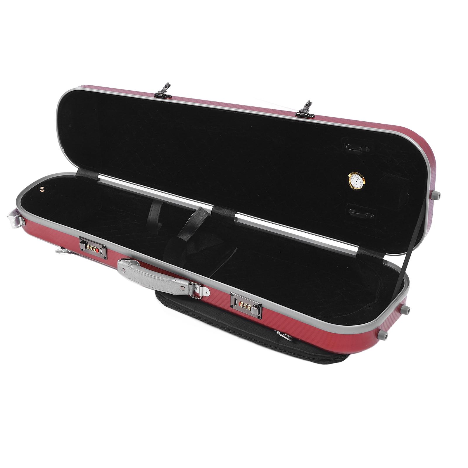 Футляр для скрипки 4/4 Полный размер Сверхлегкий Портативный Жесткий корпус из углеродного волокна с кодовым замком Красный