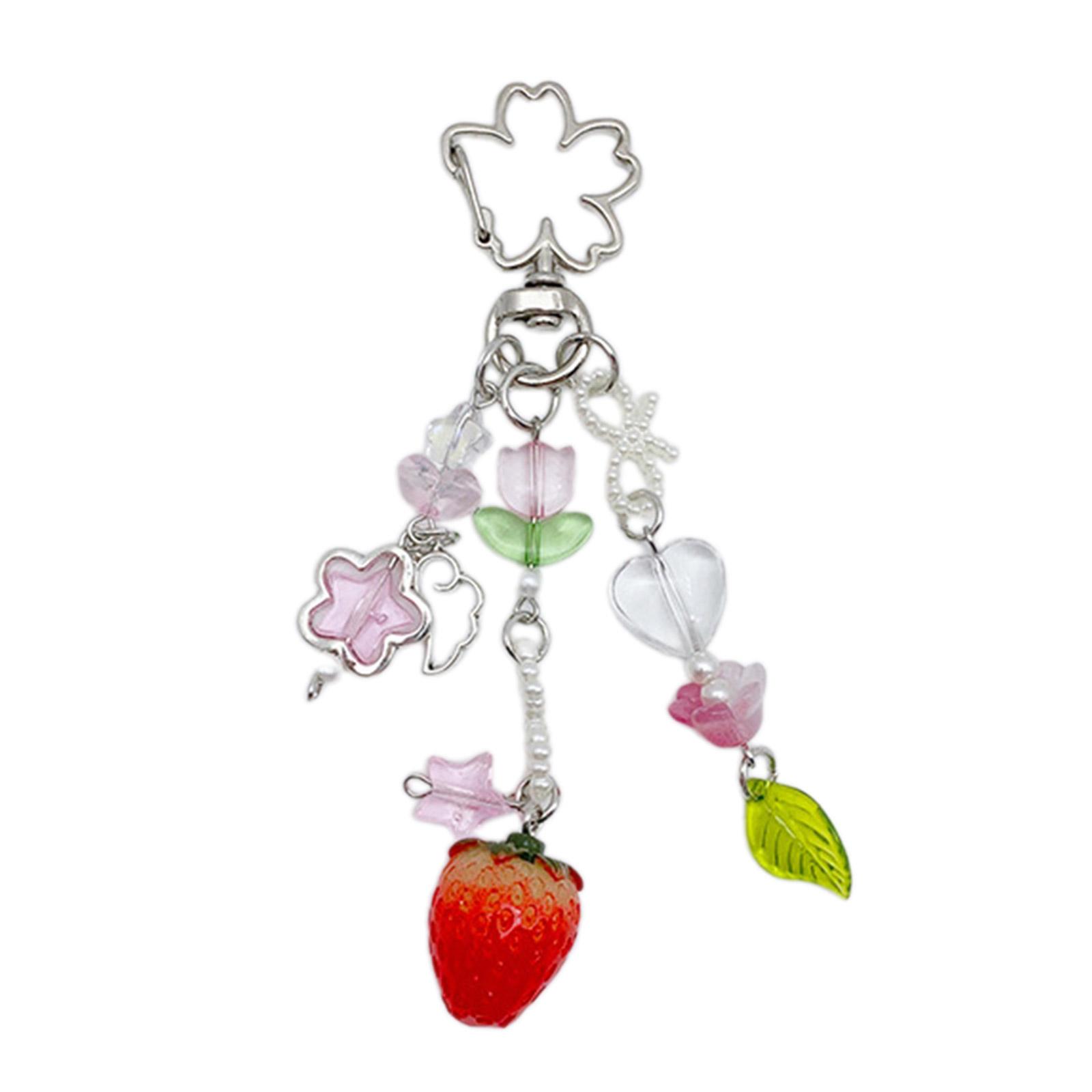 

Strawberry Keychain Charm Cute Bag Ornaments Acrylic Alloy Material Strawberry Backpack Pendant Gift for Fashion Lover