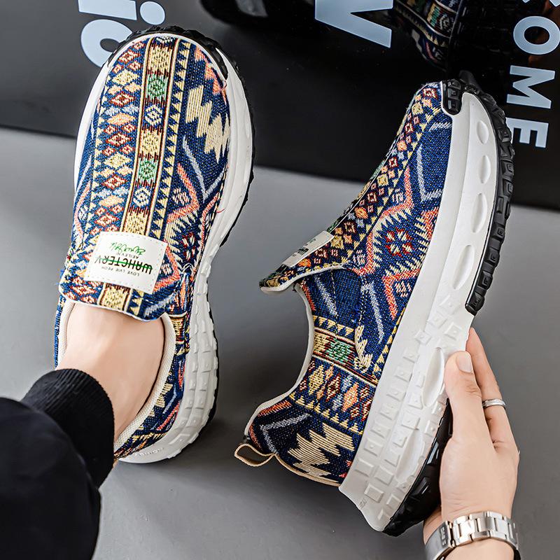 Fashion Men Dude Shoes Print Canvas Shoes Bohemia Style Summer Trendy Hot Sale Women's Canvas Breathable and Anti-slip Casual Sneakers