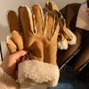 Windproof Ladies Electric Bike Winter Cycling Warm Gloves Five Finger Winter Cycling Lamb Fur Plus Suede