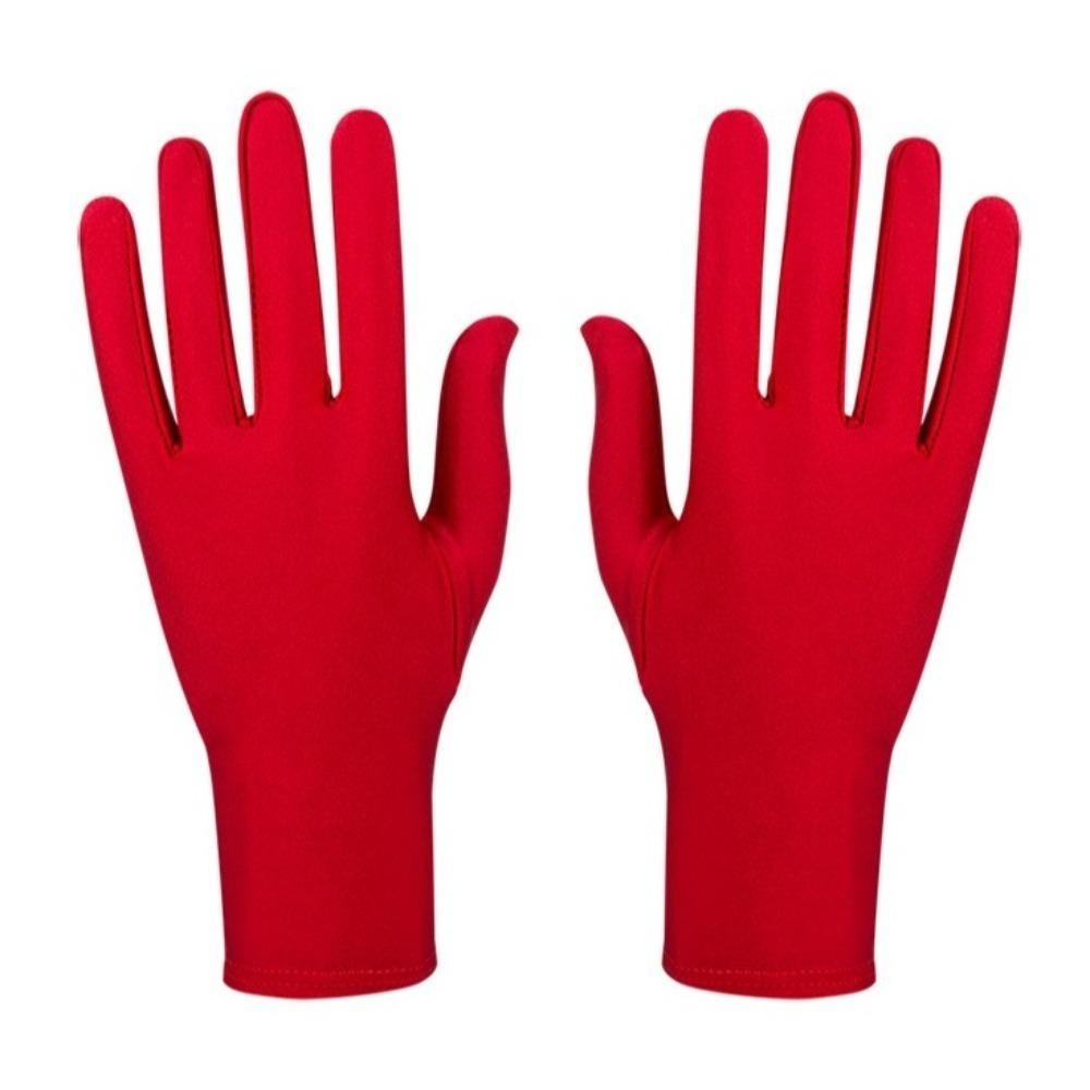 New Gift Party Dress Performance Gloves Solid Color Spandex Sunscreen Gloves Full Fingers Spandex Gloves Gift